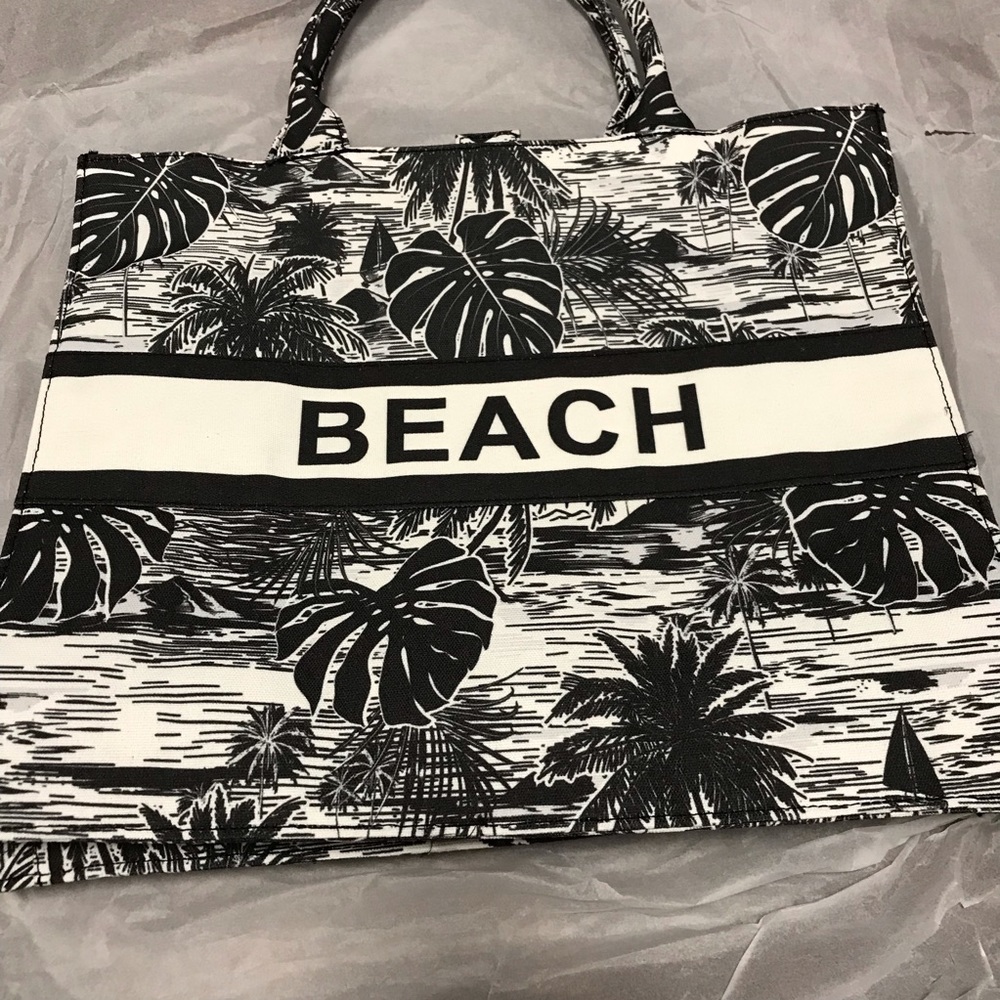 London Fog Beach Tote "Beach" Summer Canvas Tote Bag NWT - Picture 1 of 5